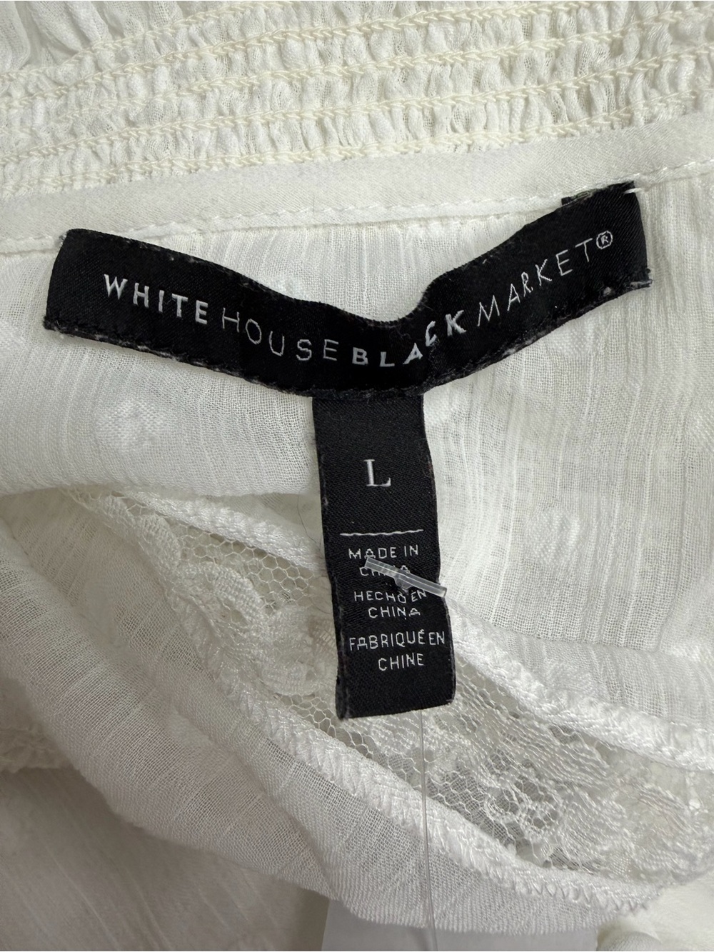 White House Black Market White Swiss Dot Lace Yoke Blouse - Picture 5 of 5
